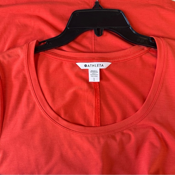 Athleta Flowy Workout Tee Womens L Coral Orange Stretch Active Top - Picture 4 of 4